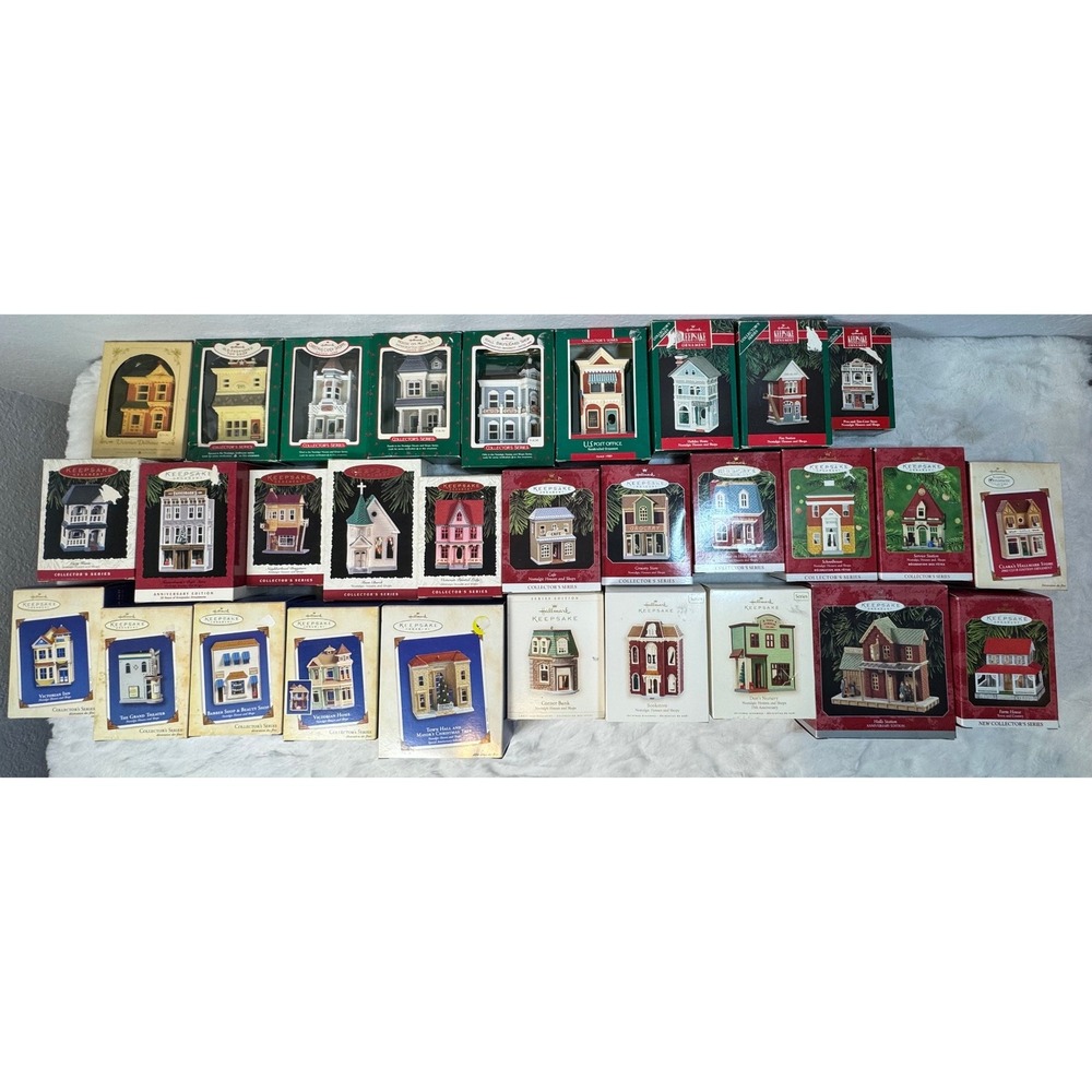 Lot 30 Hallmark Nostalgic Houses and Shops Keepsake Ornaments Vintage Village